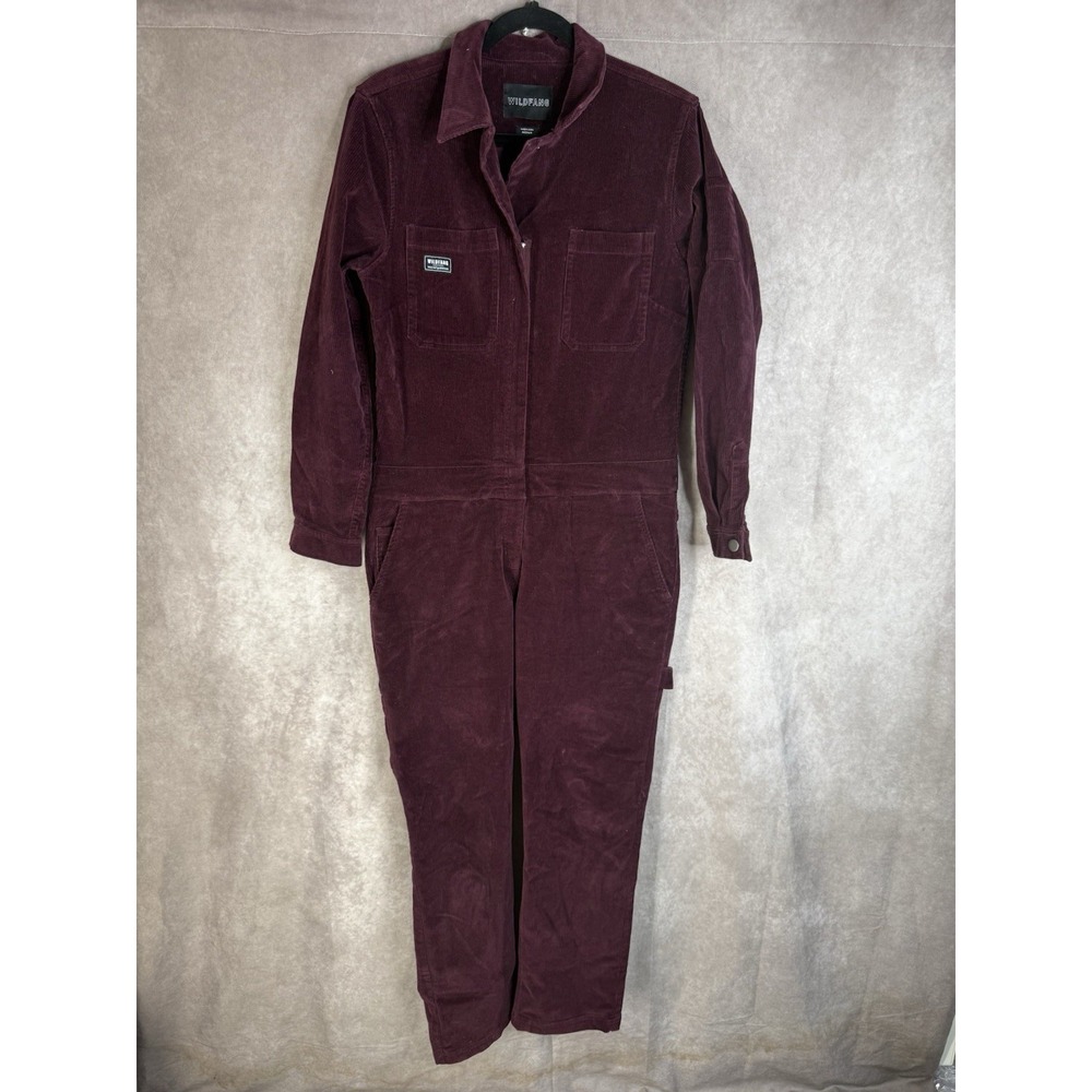 Wildfang The Essential Long Sleeve Corduroy Coverall Boilersuit In Maroon Sz XL